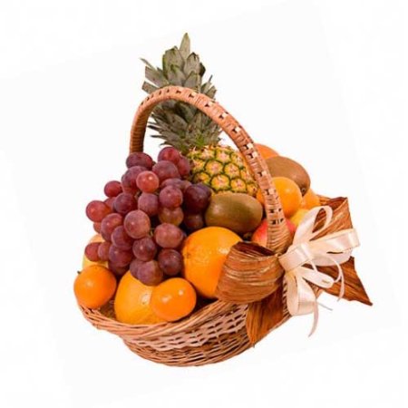 Фруктовая корзина, вес 3.5кг (ананас, яблоки, апельсин, мандарин, киви, виноград)