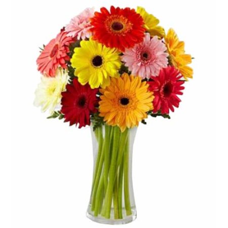 Gerbera, greenery, ribbon