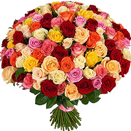 rose микс 101 шт (50 см), лента